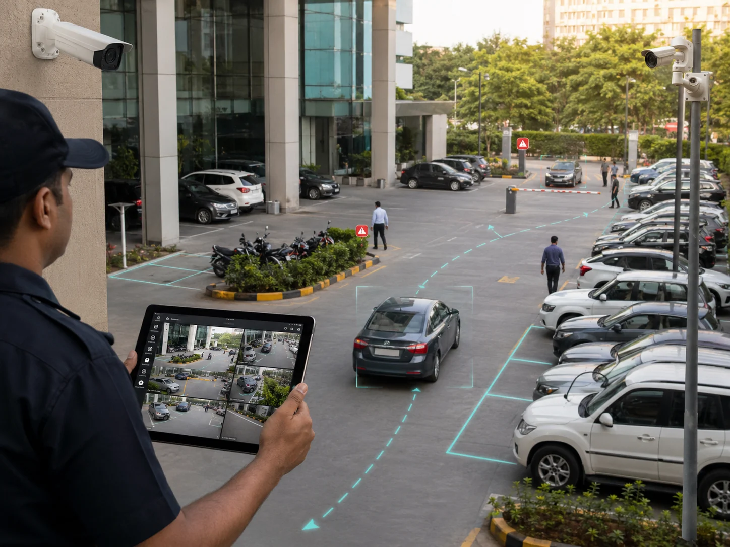VSaaS parking area surveillance for commercial buildings