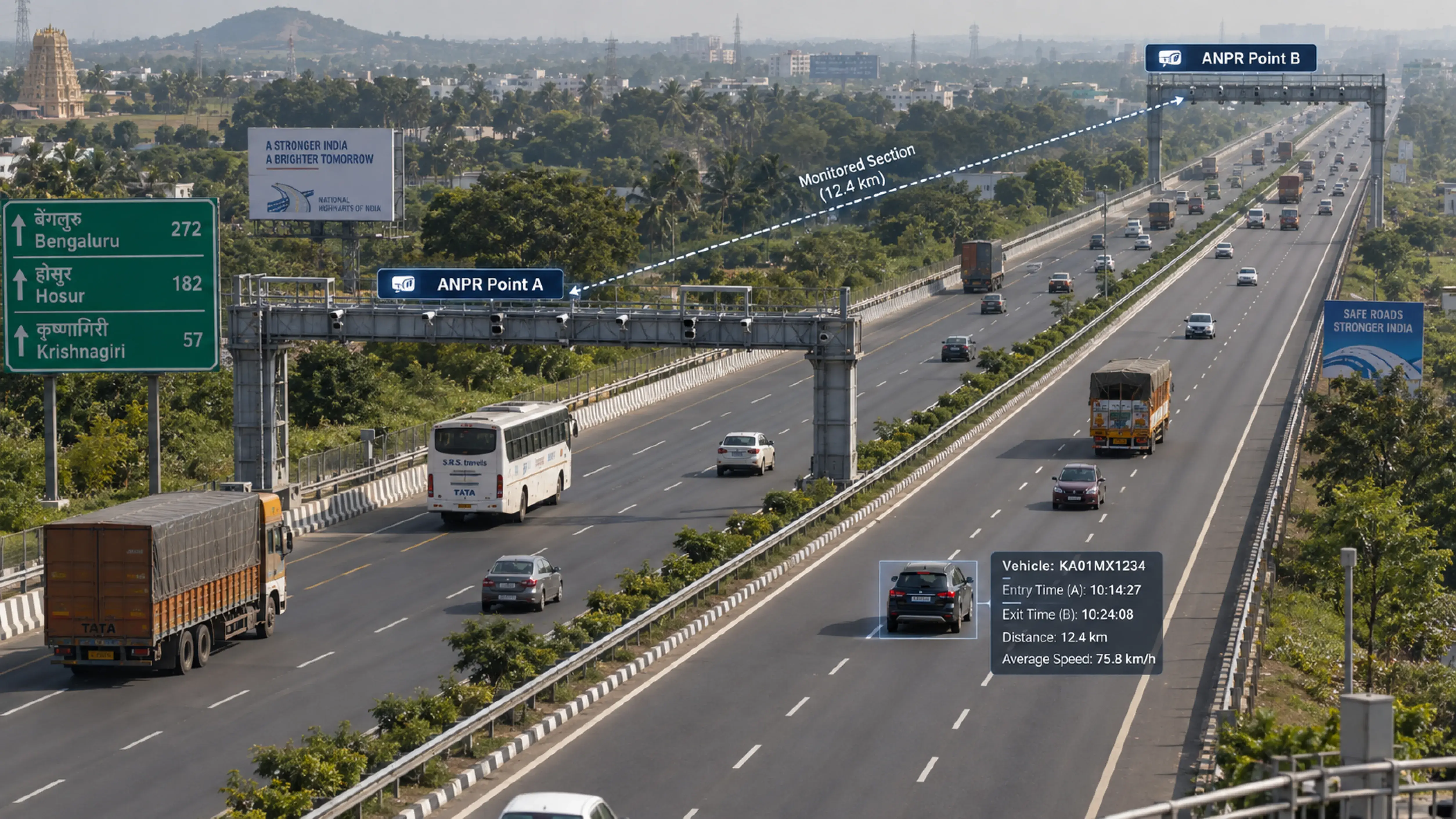Section speed enforcement using ANPR cameras on highway